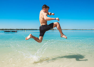 Nathaniel Wood Jumping on Beach UFC Fight Island