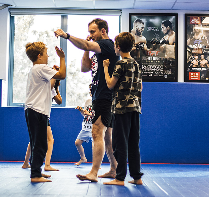 Kids training with Head Coach  Brad Pickett at the GBTT Martial Arts Academy