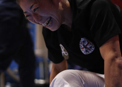 Ako Murata smiling while training at GBTT